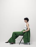 Woven Elasticated Waist Wide Leg Trousers