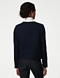 Kurze Tweed-Jacke aus reiner Baumwolle ohne Kragen