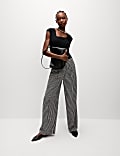 Printed Elasticated Waist Wide Leg Trousers