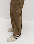 Jersey Twill Checked Straight Leg Trousers