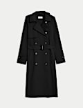 Lang geschnittener Trenchcoat mit Gürtel und hohem Baumwollanteil