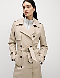 Petite Cotton Rich Double Breasted Trench Coat