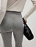 Jersey Checked Slim Fit Ankle Grazer Trousers
