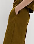 Relaxed Wide Leg Trousers With Linen