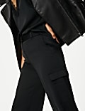 Satin Cargo Wide Leg Trousers