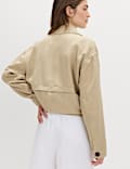 Linen Blend Belted Cropped Jacket