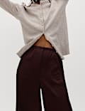 Satin Crinkle Palazzo Trousers