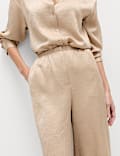 Satin Crinkle Palazzo Trousers