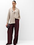 Pinstripe Detachable Wrap Detail Wide Leg Trousers
