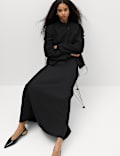 Collarless Short Button Through Jacket with Wool