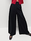 Flannel Pinstripe Palazzo Trousers