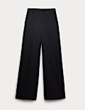 Flannel Pinstripe Palazzo Trousers