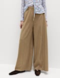 Flannel Pinstripe Palazzo Trousers
