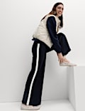 Pique Side Stripe Wide Leg Trousers