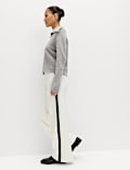 Pique Side Stripe Wide Leg Trousers