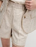 Linen Blend Melange Shorts