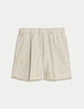 Linen Blend Melange Shorts