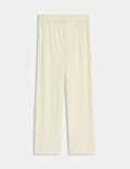 Plisse Wide Leg Cropped Trousers