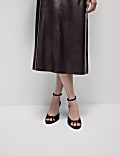 Leather Look Midi A-Line Skirt