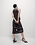 Leather Look Midi A-Line Skirt