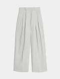 Pleat Front Wide Leg Trousers