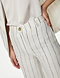 Pantalon large en lin à rayures