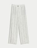 Linen Rich Striped Wide Leg Trousers