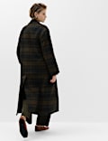 Checked Double Breasted Longline Coat