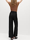 Linen Blend Relaxed Straight Trousers