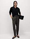 Drawstring Tapered Ankle Grazer Trousers