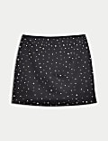 Embellished Mini A-Line Skirt