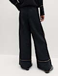 Contrast Trim Wide Leg Trousers