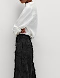 Jacquard Fringe Wide Leg Trousers