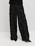 Jacquard Fringe Wide Leg Trousers