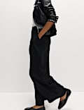 Triple Pleat Wide Leg Trousers