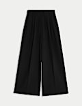 Triple Pleat Wide Leg Trousers