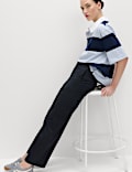 Cotton Rich Straight Leg Trousers