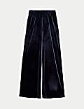 Velvet Elasticated Waist Wide Leg Trousers