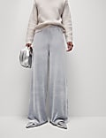 Velvet Elasticated Waist Wide Leg Trousers