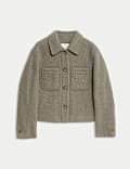 Textured Collared Bomber Jacket