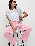 Crepe Elasticated Waist Wide Leg Trousers