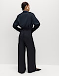 Crepe Elasticated Waist Wide Leg Trousers