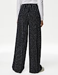 Polka Dot Drawstring Wide Leg Trousers