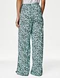 Printed Drawstring Wide Leg Trousers