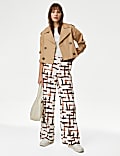 Printed Drawstring Wide Leg Trousers