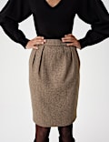 Tweed Herringbone Knee Length Tulip Skirt