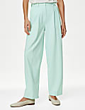 Pleat Front Relaxed Straight Trousers
