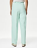 Pleat Front Relaxed Straight Trousers