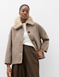 Faux Fur Trim Short Coat