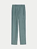 Linen Rich Pleat Front Straight Leg Trousers